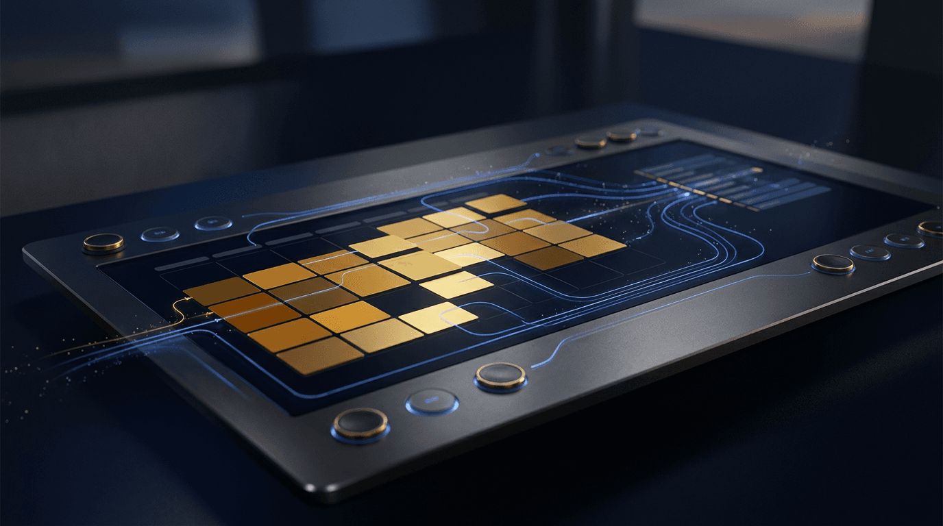 Product-grade scheduling visual showing a governed calendar surface, decision routing, and executive time orchestration.
